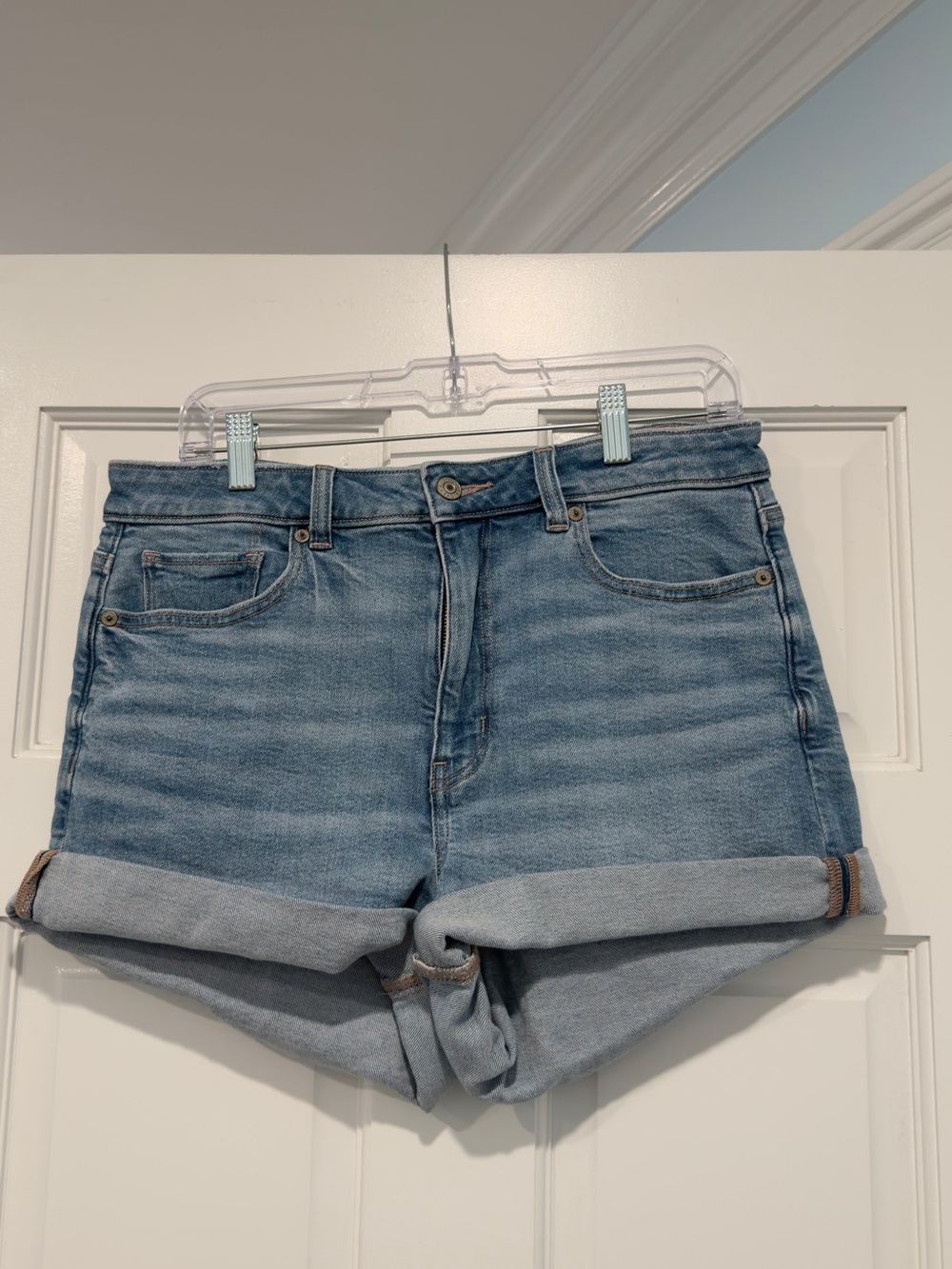 American Eagle Outfitters Light Blue Rolled-Hem Denim Shorts
